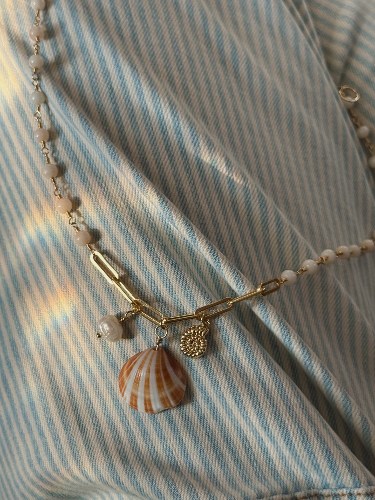 Real Shell & Pearl Beach Necklace