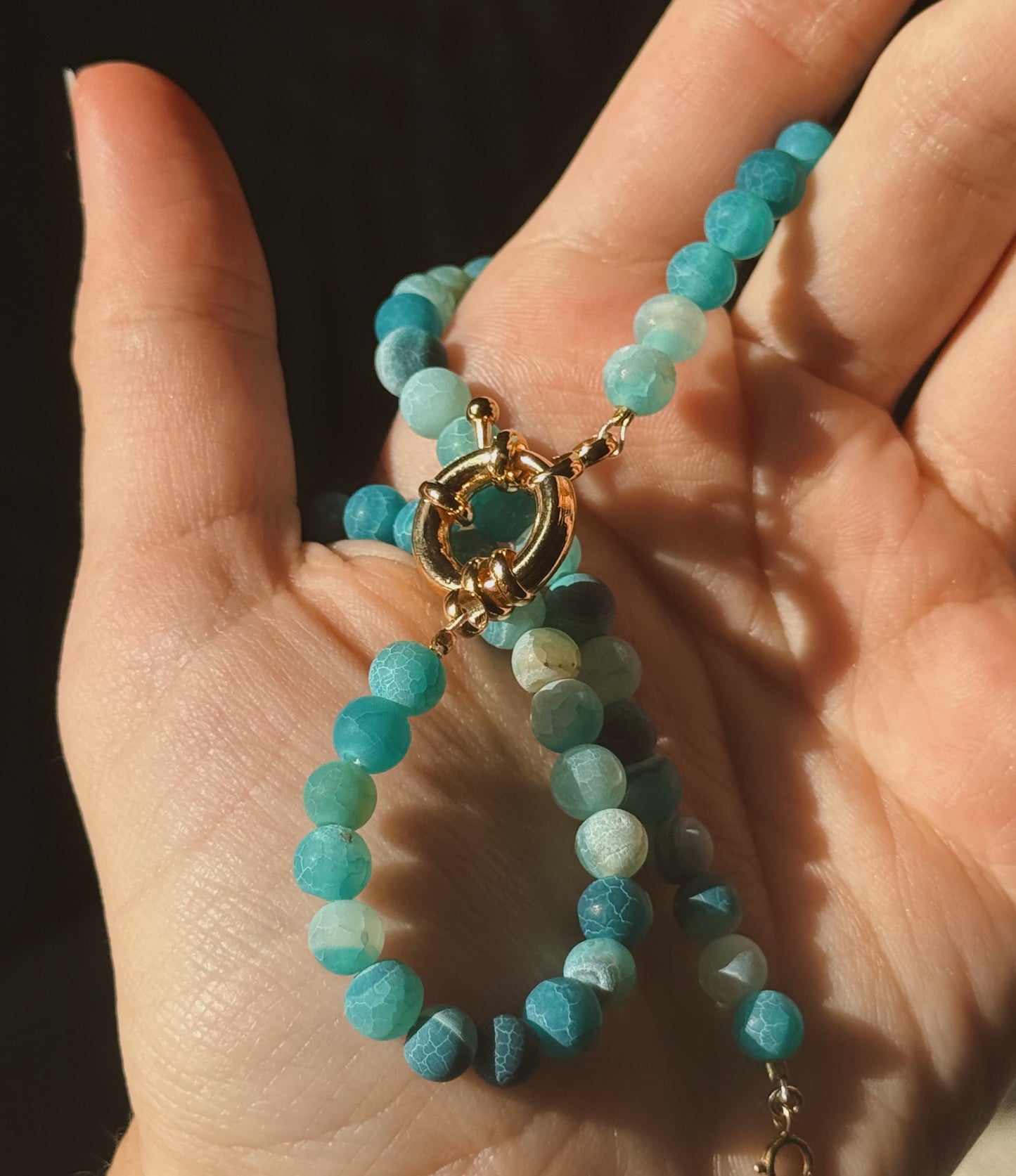 Blue Crackle Agate Necklace