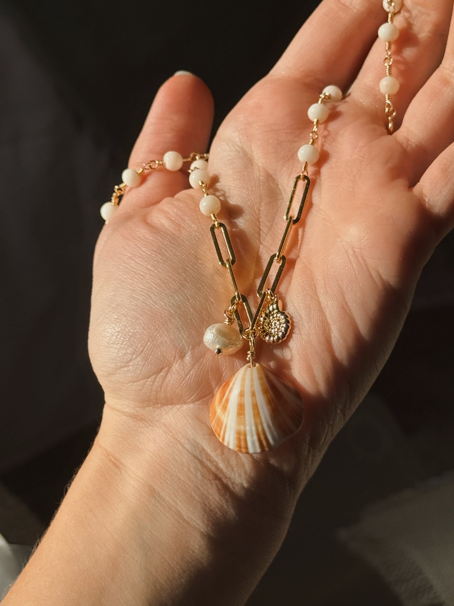 Real Shell & Pearl Beach Necklace